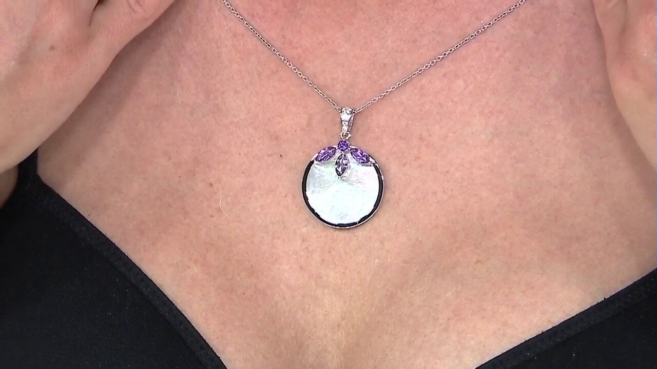 Video Mother of Pearl Silver Necklace