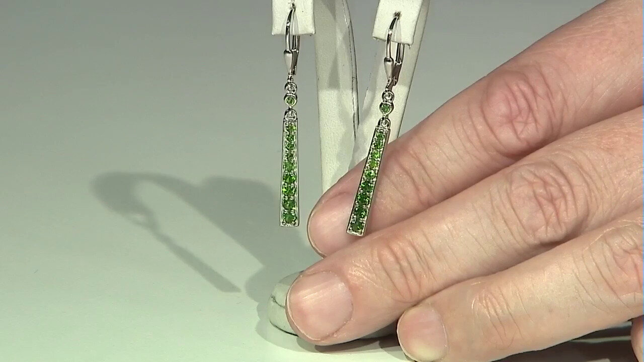 Video Boucles d'oreilles en argent et Diopside de Russie