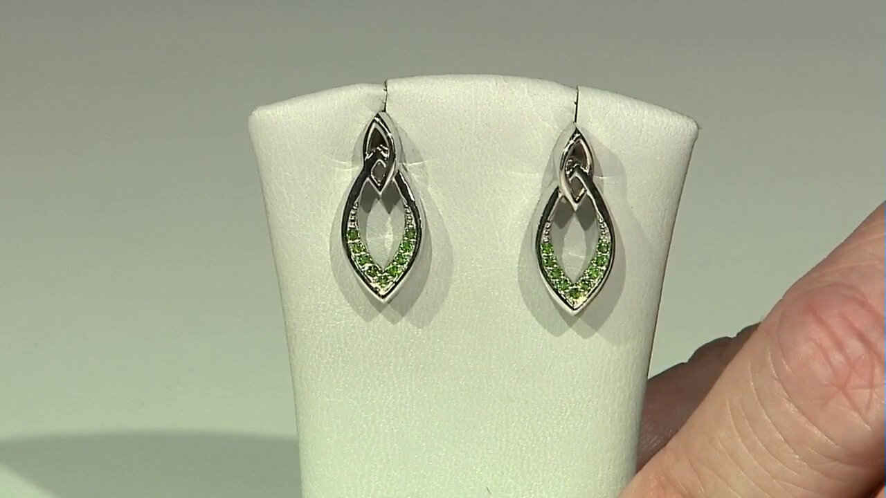 Video Boucles d'oreilles en argent et Diopside de Russie