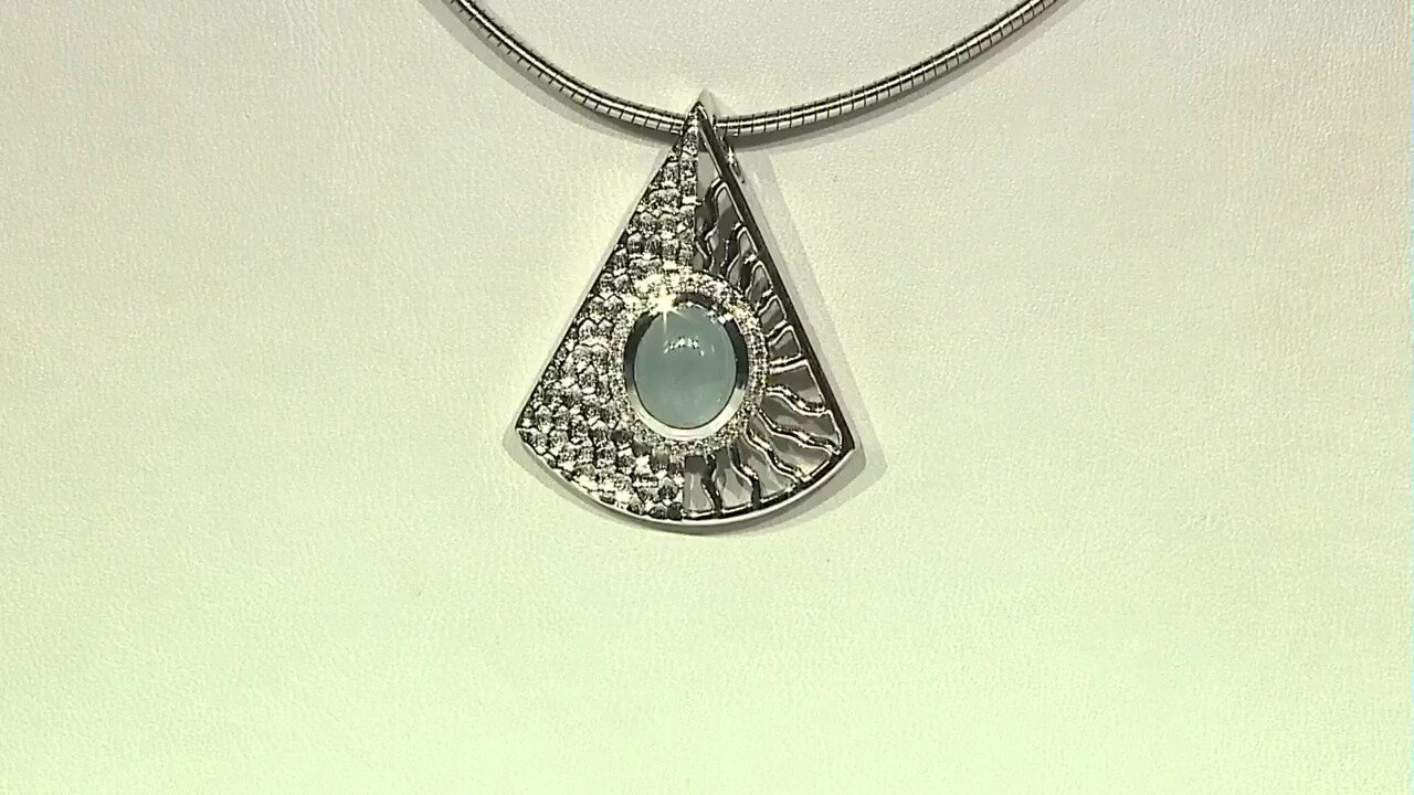 Video Brazilian Aquamarine Silver Pendant (MONOSONO COLLECTION)