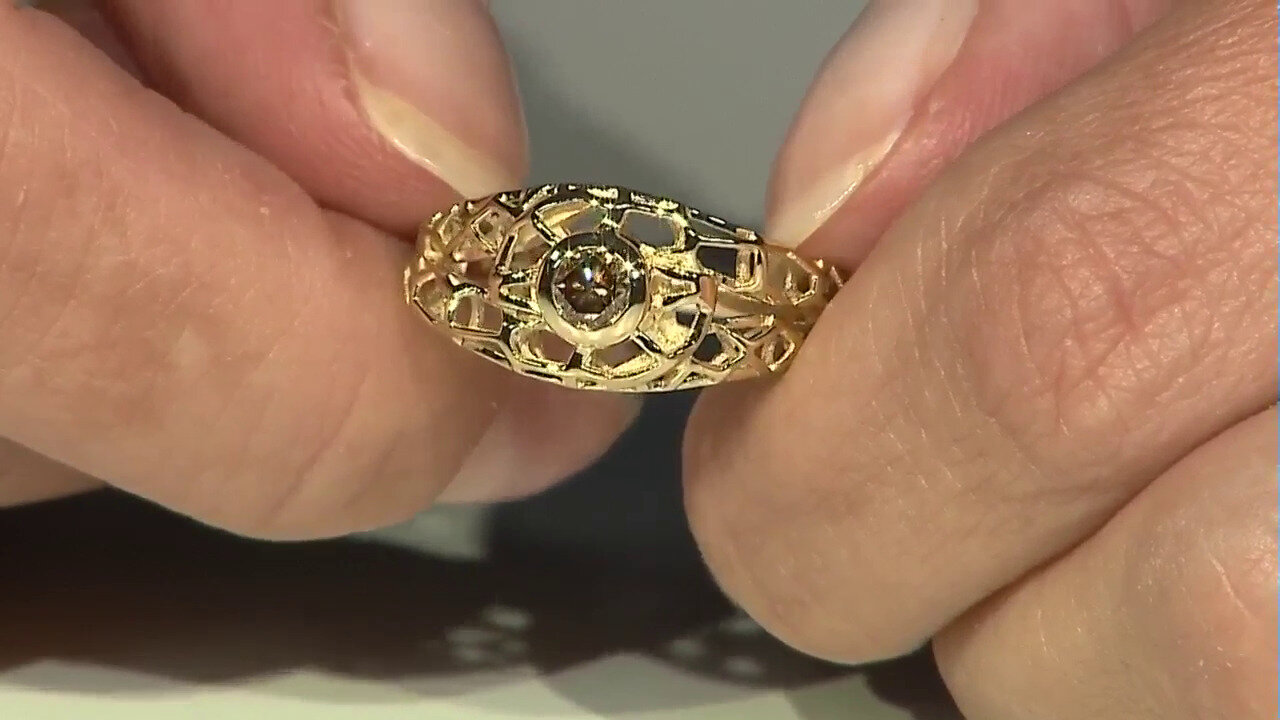 Video Gouden ring met een I2 Champagne Diamant (Ornaments by de Melo)