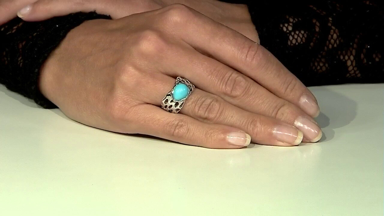 Video 9K Sleeping Beauty Turquoise Gold Ring (Ornaments by de Melo)