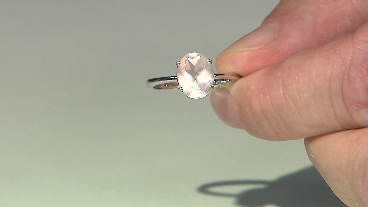 Video Zilveren ring met een rozen kwarts