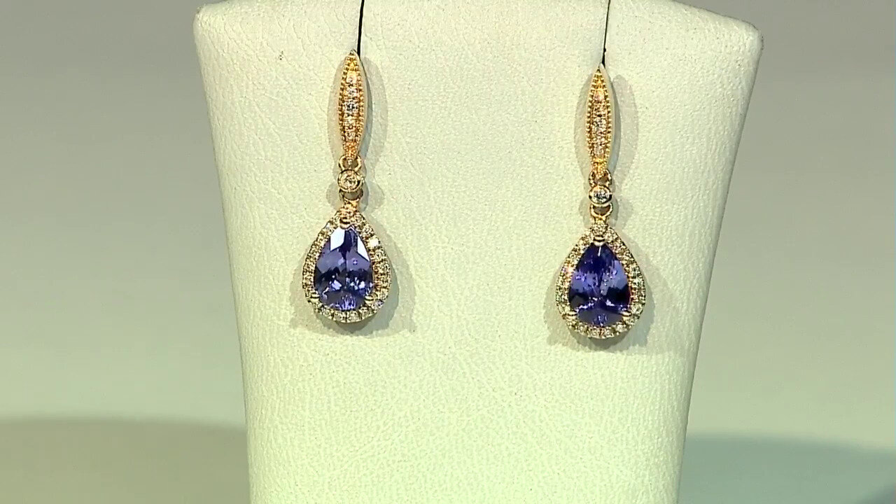 Video Boucles d'oreilles en or et Tanzanite AAA