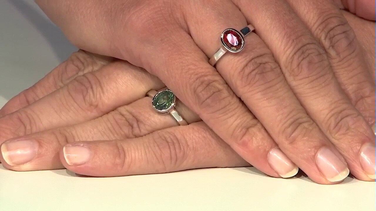 Video Butterfly Green Topaz Silver Ring