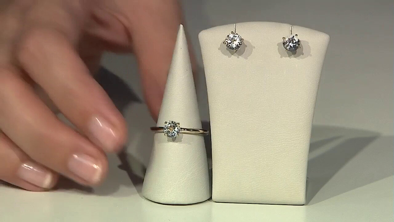 Video White Topaz Silver Earrings