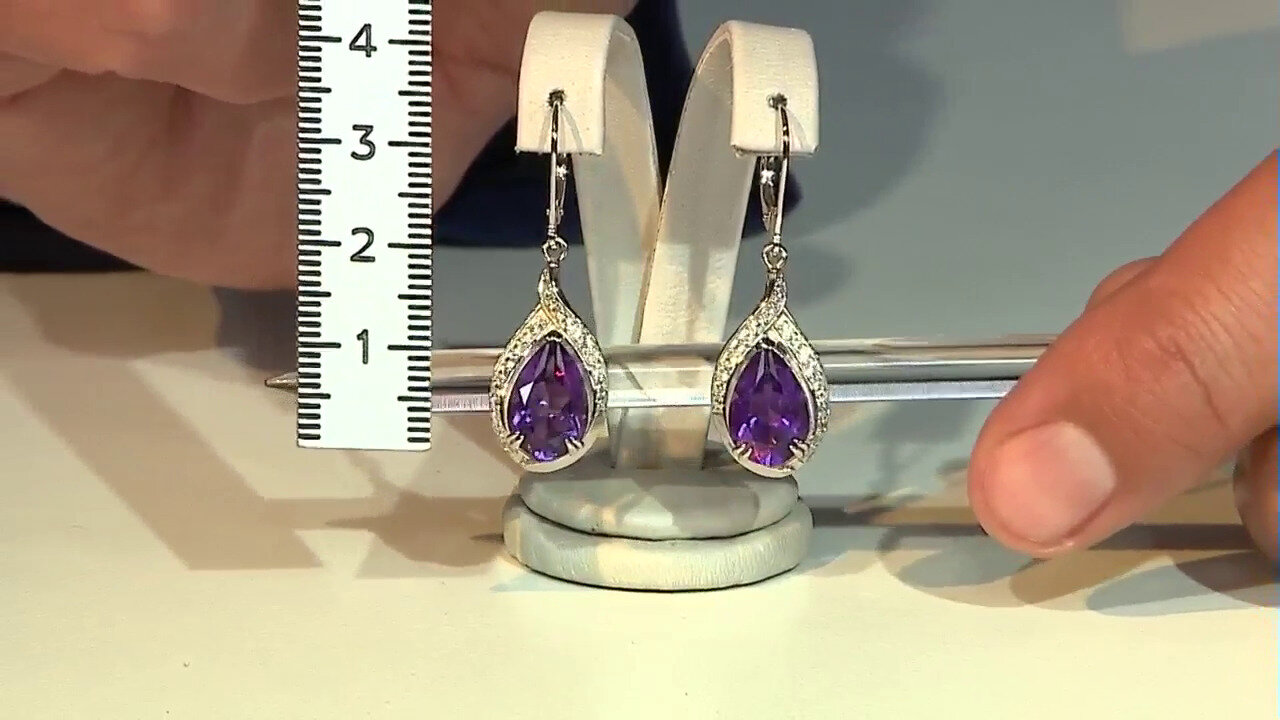 Video Boucles d'oreilles en argent et Améthyste de Sibérie