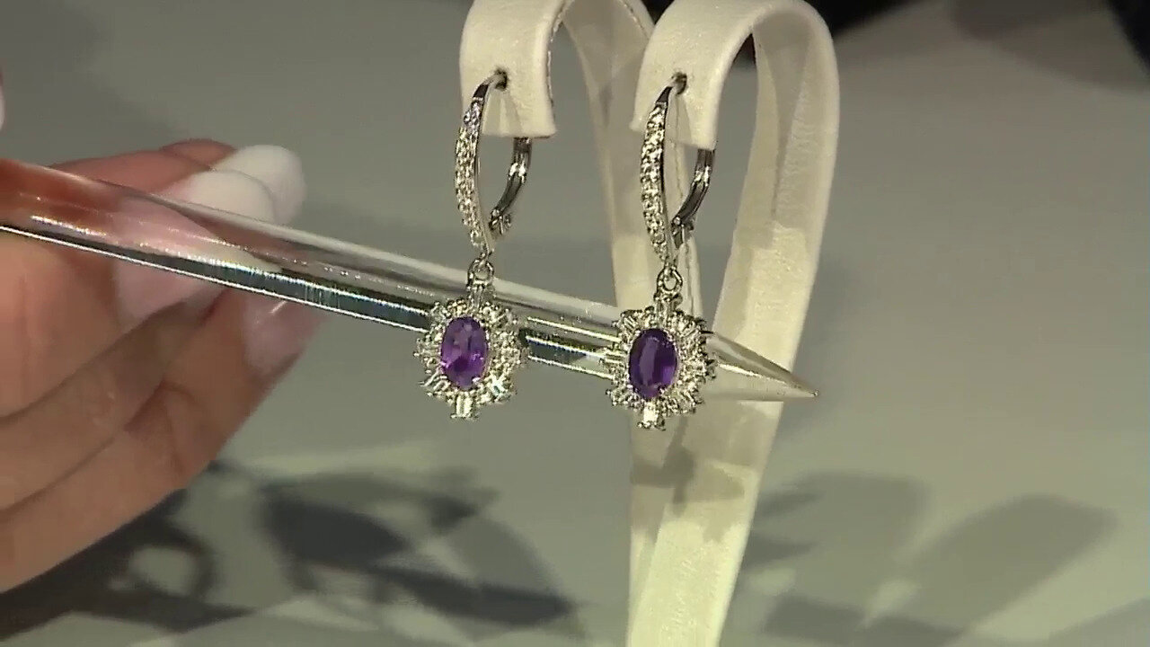 Video Boucles d'oreilles en argent et Améthyste