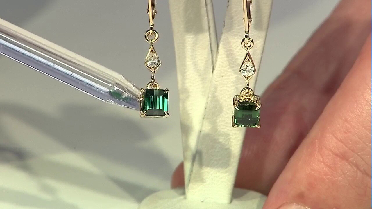 Video 9K Benedito Green Tourmaline Gold Earrings (Adela Gold)