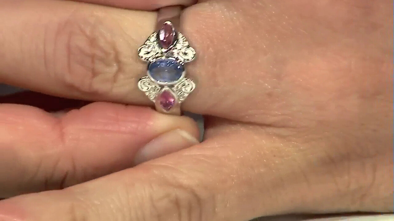 Video Anillo en plata con Zafiro azul Ceylon sin calentar