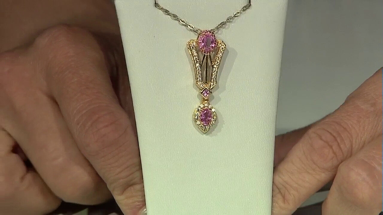 Video Nicht erhitzter Pinkfarbener Ceylon-Saphir-Silberanhänger