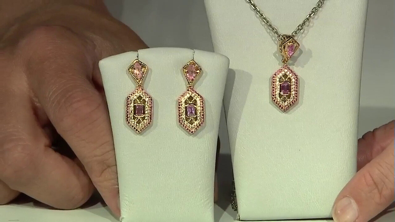Video Nicht erhitzter Pinkfarbener Ceylon-Saphir-Silberohrringe