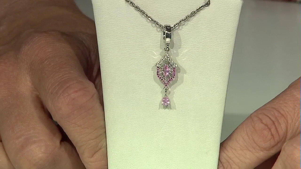 Video Colgante en plata con Zafiro Ceylon rosa sin calentar