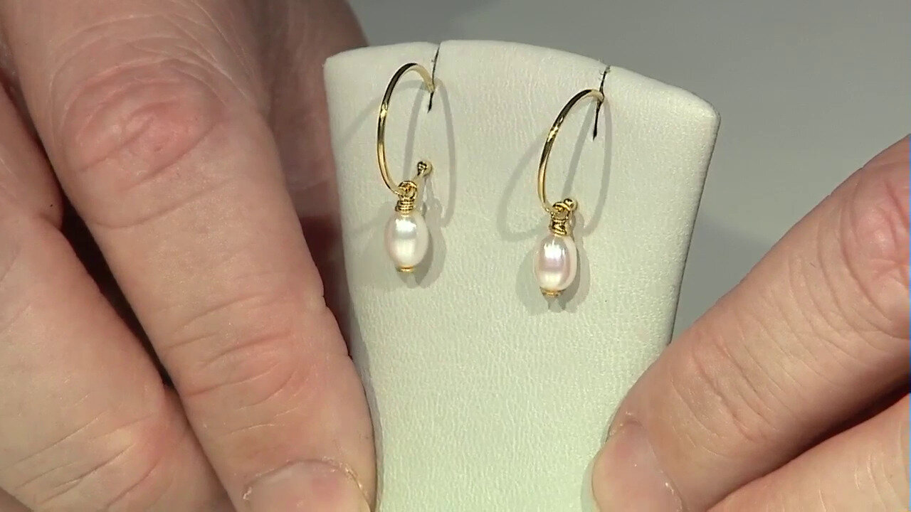 Video White Freshwater Pearl Silver Earrings