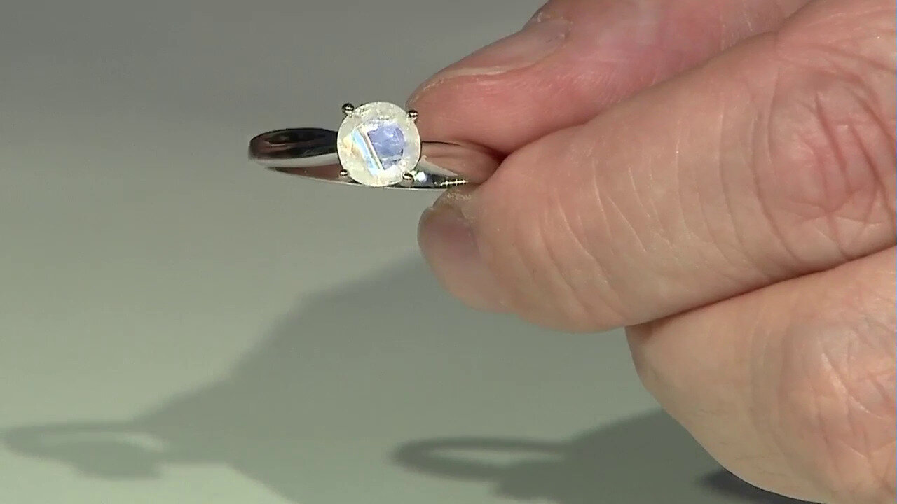 Video Rainbow Moonstone Silver Ring