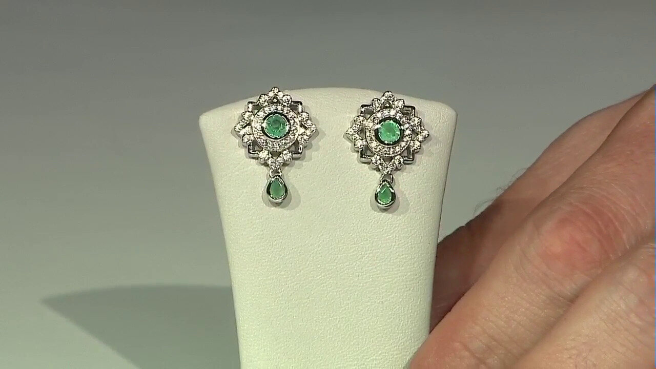 Video Colombian Emerald Silver Earrings