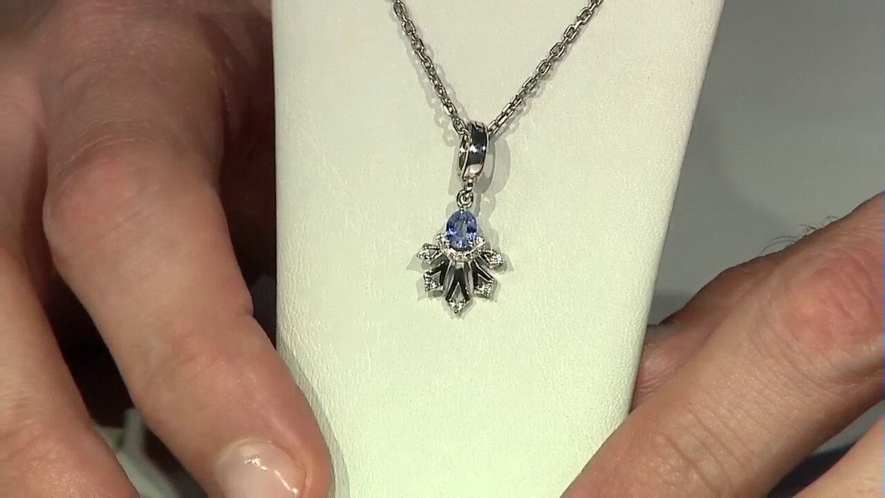 Video Pendentif en argent et Saphir bleu de Ceylan non chauffé