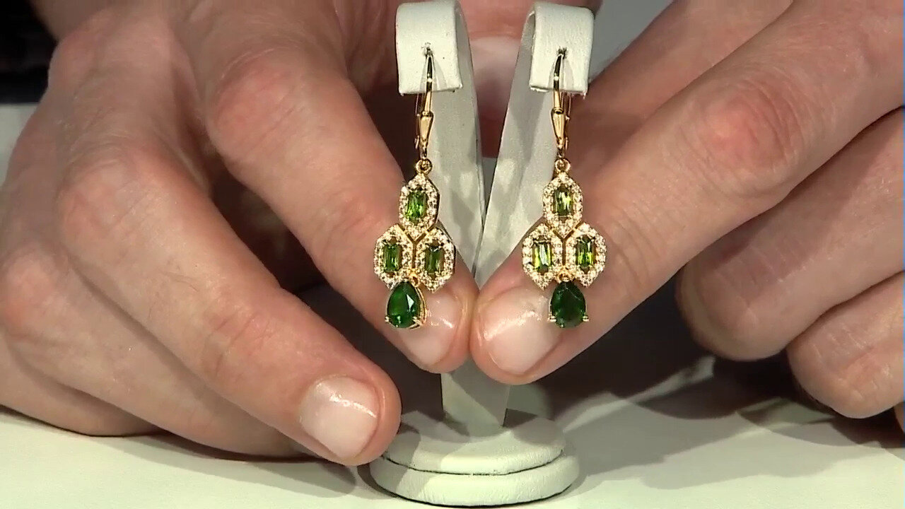 Video Boucles d'oreilles en argent et Diopside de Russie