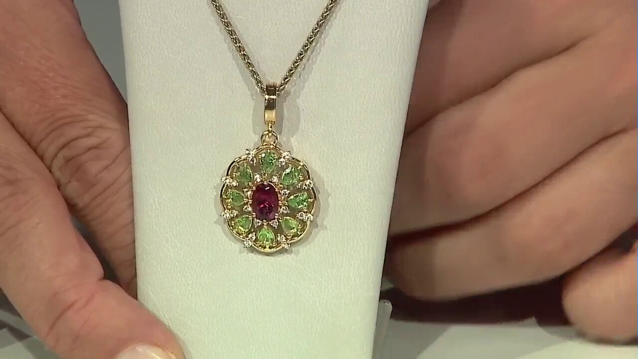 Video Pendentif en argent et Tourmaline rose du Nigéria