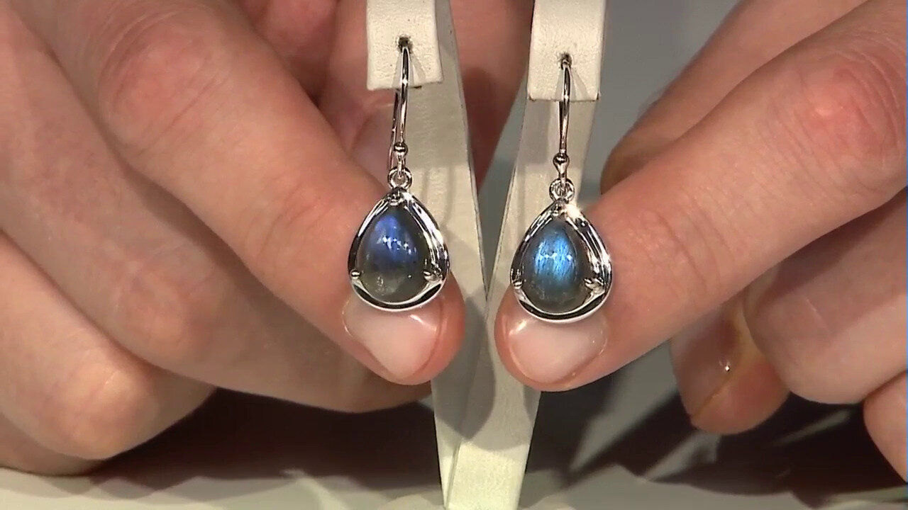 Video Labradorite Silver Earrings