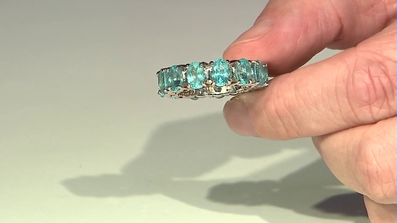 Video Zilveren ring met Blauwe apatieten