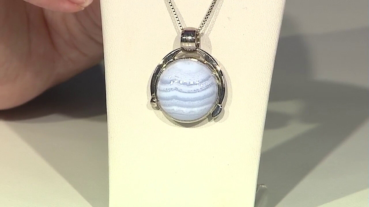 Video Blue Chalcedony Silver Pendant