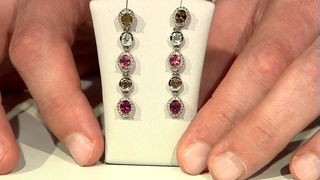 Video Fancy Tourmaline Silver Earrings