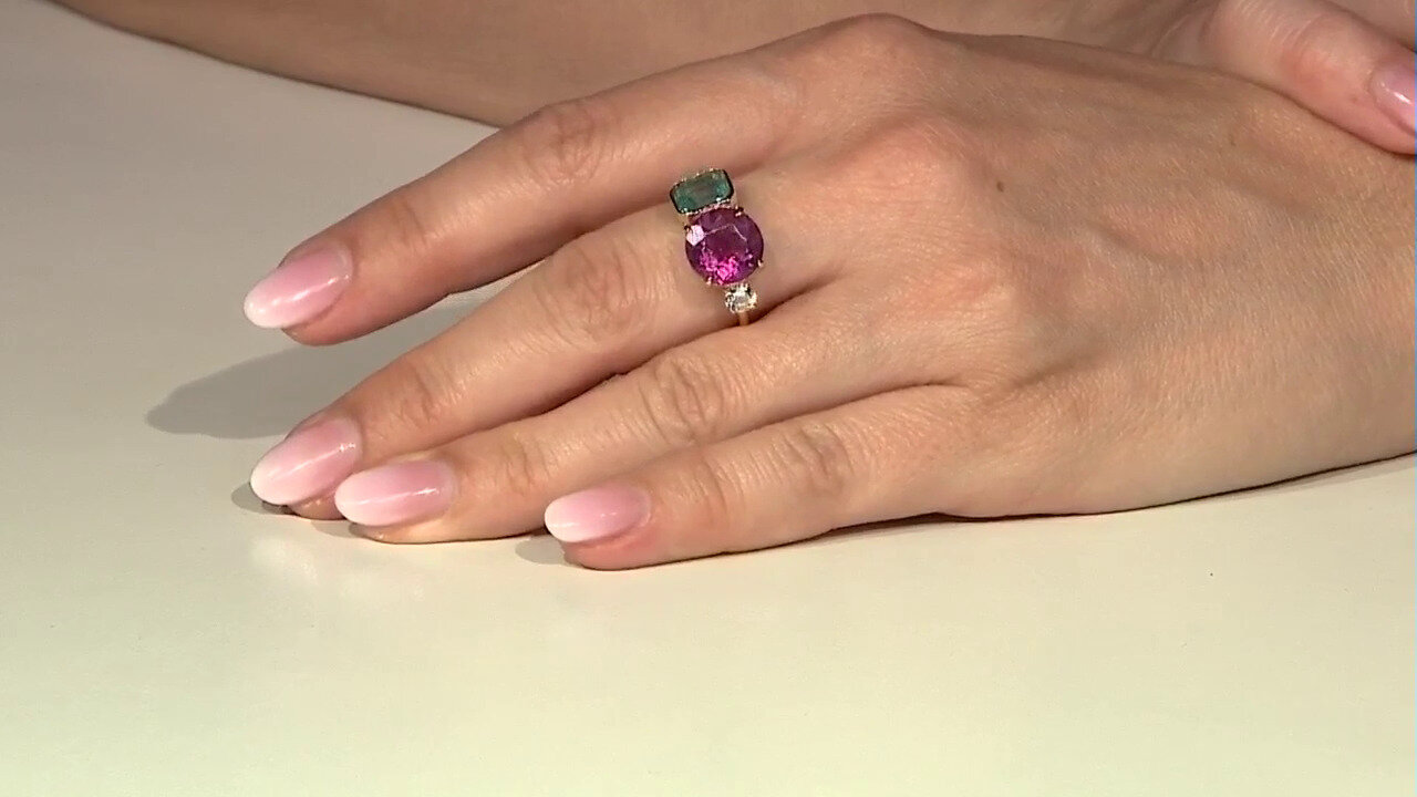 Video Anillo en oro con Fluorita rosa (Adela Gold)