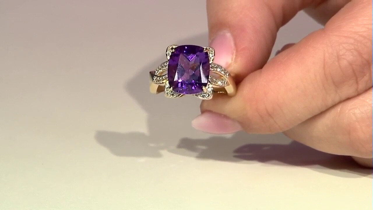 Video 9K Siberian Amethyst Gold Ring (Adela Gold)