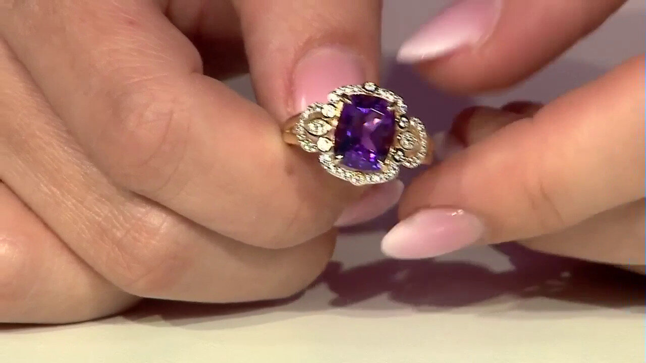 Video 9K Siberian Amethyst Gold Ring (Adela Gold)