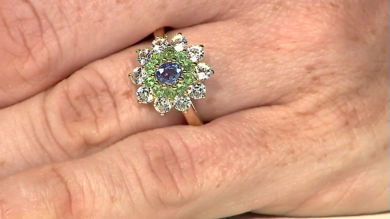 Video Gouden ring met een Onverhitte blauwe Ceylon saffier (Adela Gold)