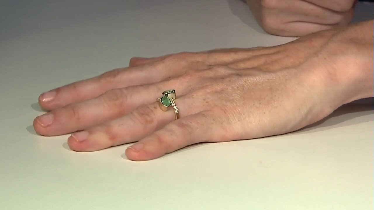 Video 9K Ethiopian Emerald Gold Ring (Adela Gold)