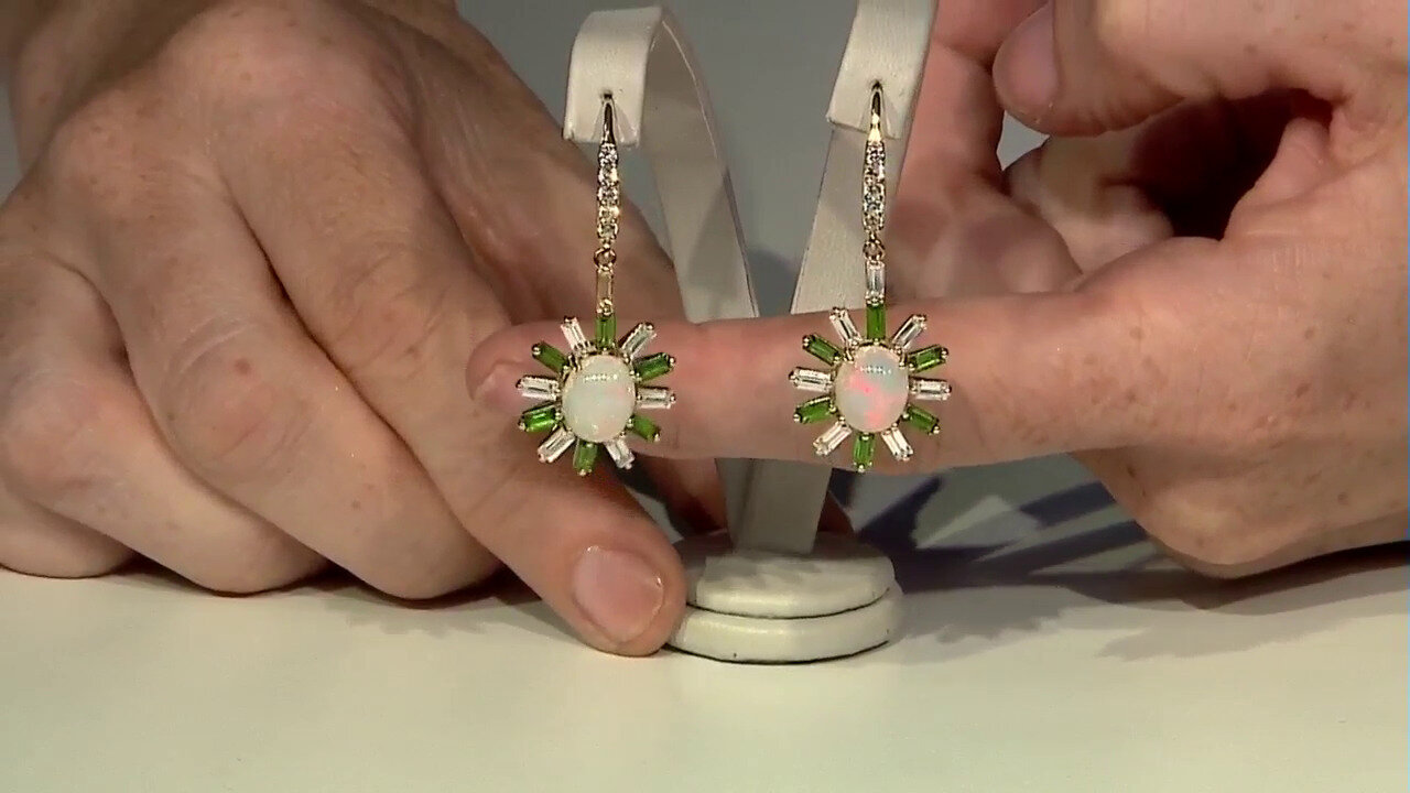 Video 9K Welo Opal Gold Earrings (Adela Gold)