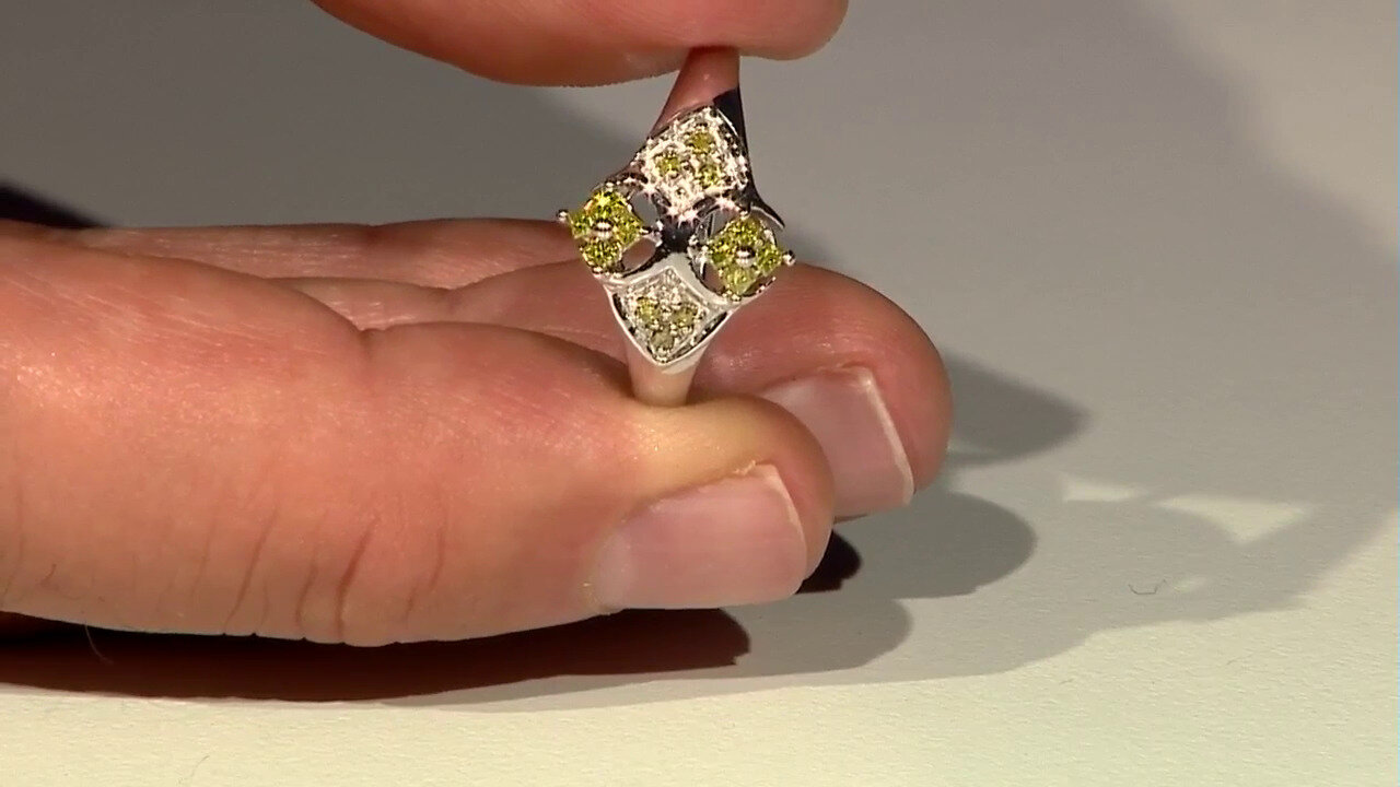 Video Fancy-Diamant-Silberring