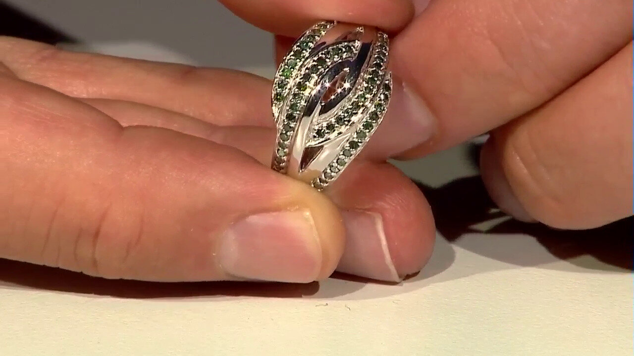 Video Anello placcato in platino con Diamante Fancy