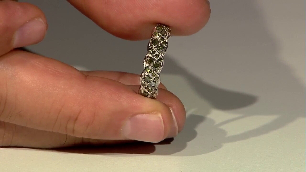 Video Fancy-Diamant-Silberring