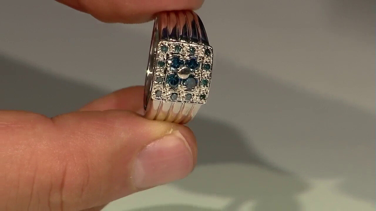 Video Anillo de hombre en plata con Diamante fantasía