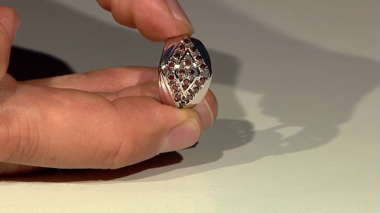 Video Anillo de hombre en plata con Diamante fantasía