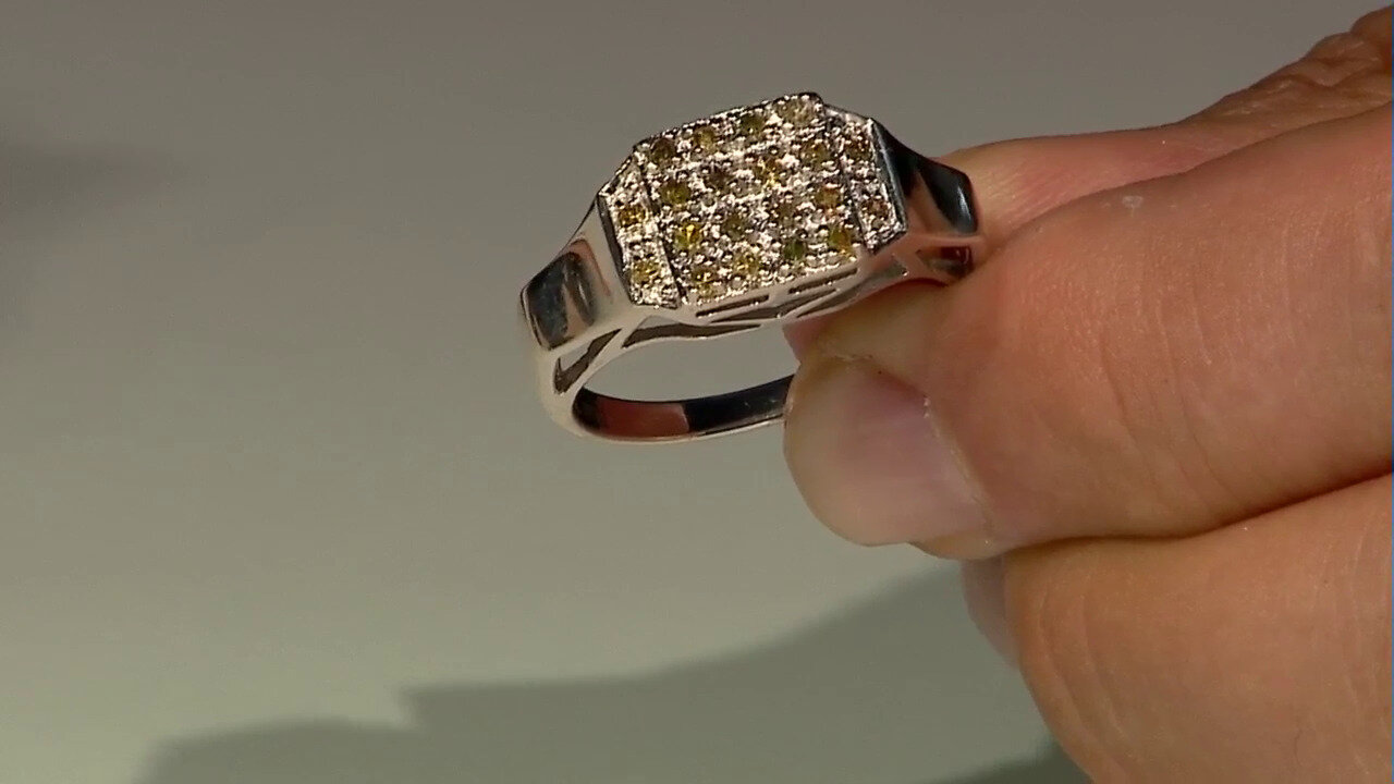 Video Orecchini placcati in platino con Diamante Fancy
