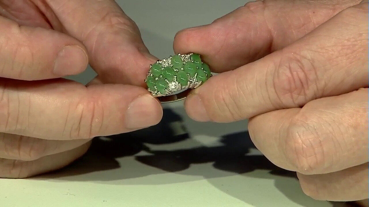 Video Zilveren ring met keizerlijke chrysopraasstenen