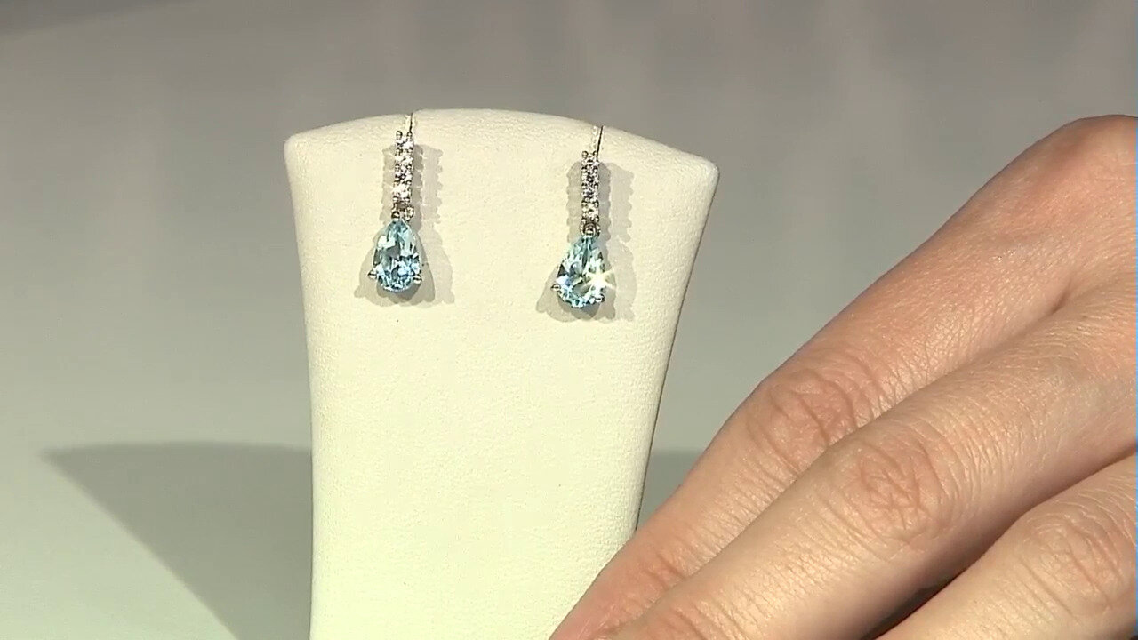 Video Boucles d'oreilles en argent et Topaze bleu ciel