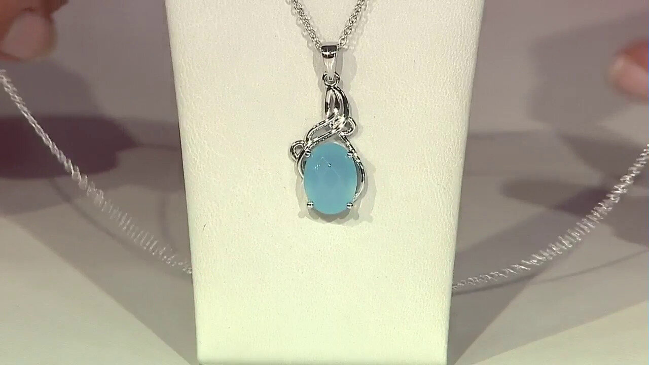 Video Collier en argent et Calcédoine bleue