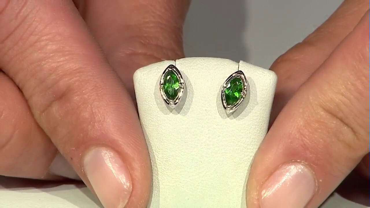 Video Boucles d'oreilles en argent et Diopside de Russie