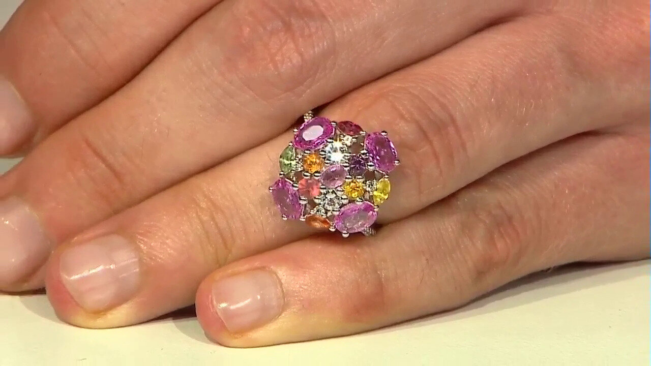 Video Unheated Ceylon Pink Sapphire Silver Ring