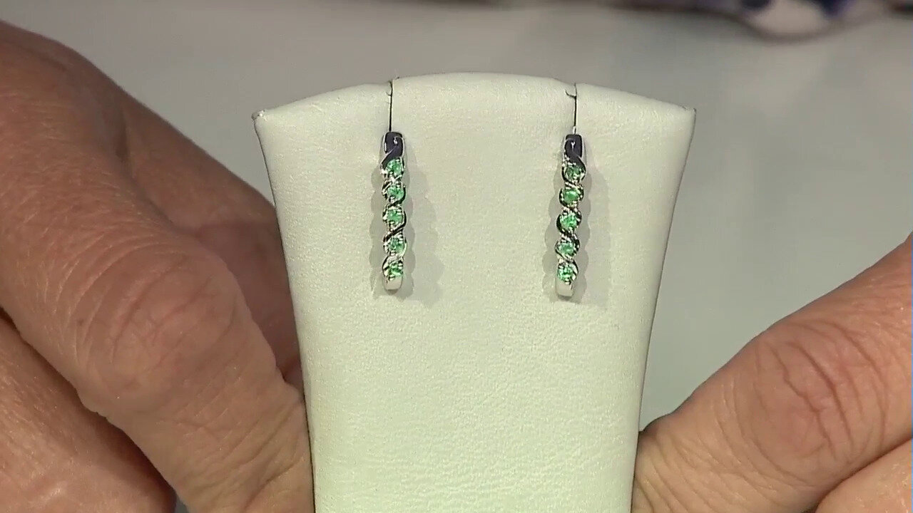 Video Zambian Emerald Silver Earrings