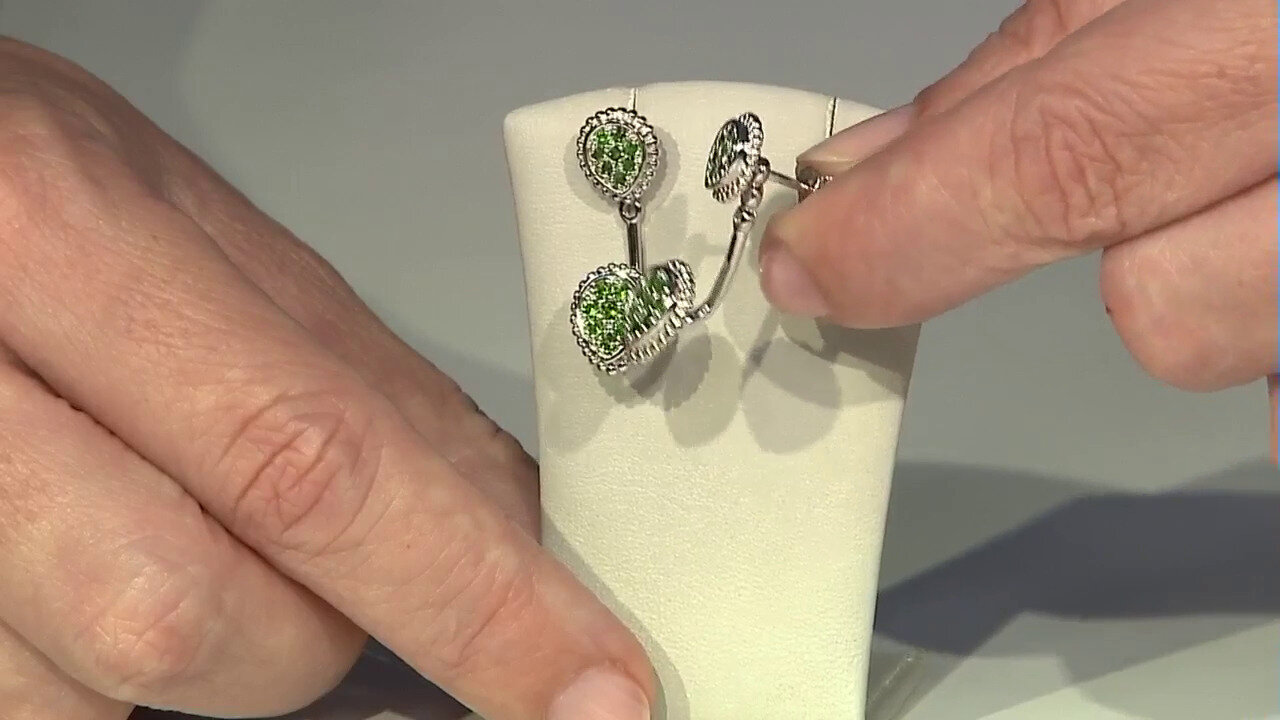 Video Russian Diopside Silver Earrings