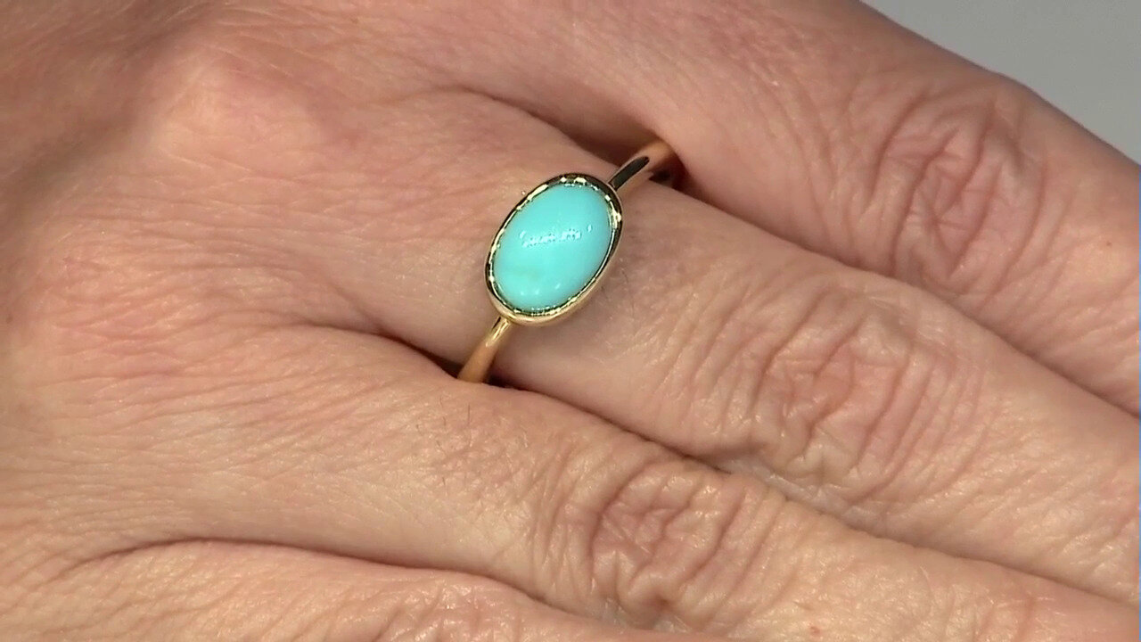 Video 9K Sleeping Beauty Turquoise Gold Ring