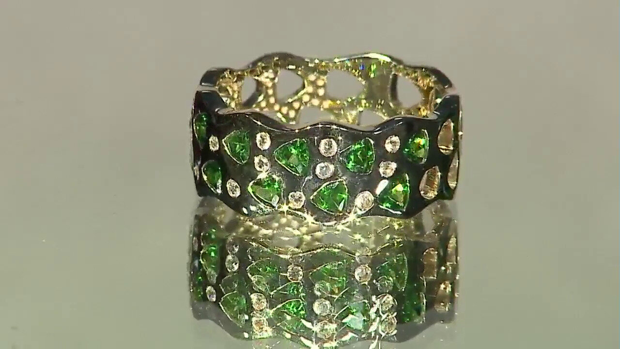 Video 9K Tanzanian Tsavorite Gold Ring