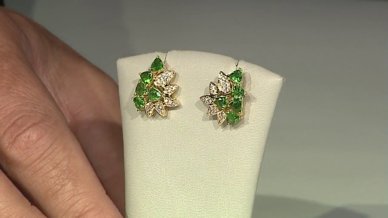 Video Boucles d'oreilles en argent et Tsavorite de Tanzanie