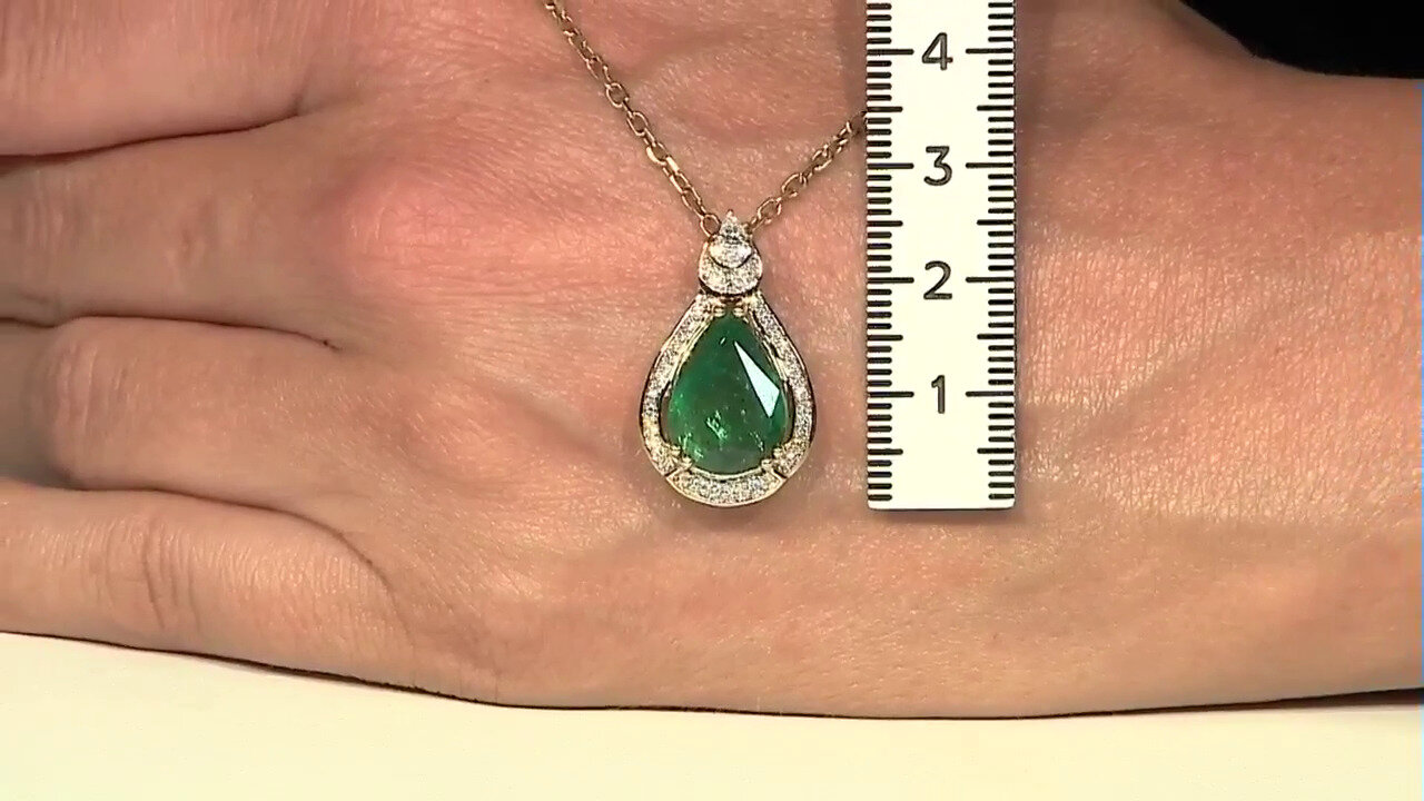 Video 18K AAA Zambian Emerald Gold Pendant (D'vyere)